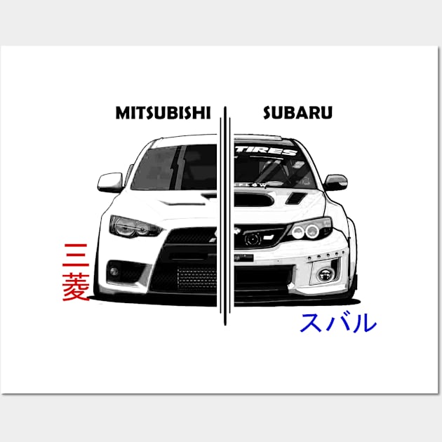 Mitsubishi Lancer EVO and Impreza WRX STI Wall Art by T-JD